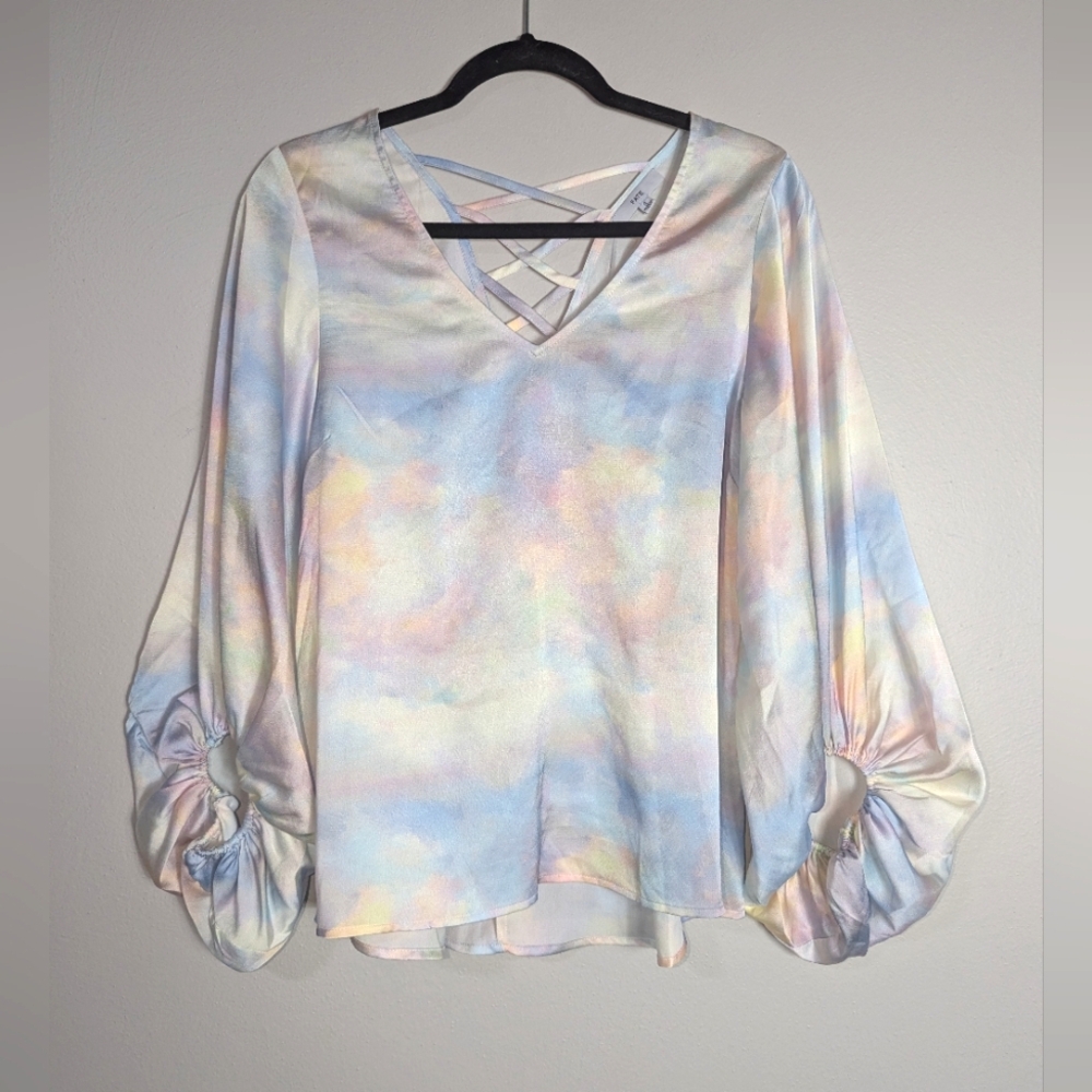 S Fate Pastel Tie Dye Caged Back Boho Top